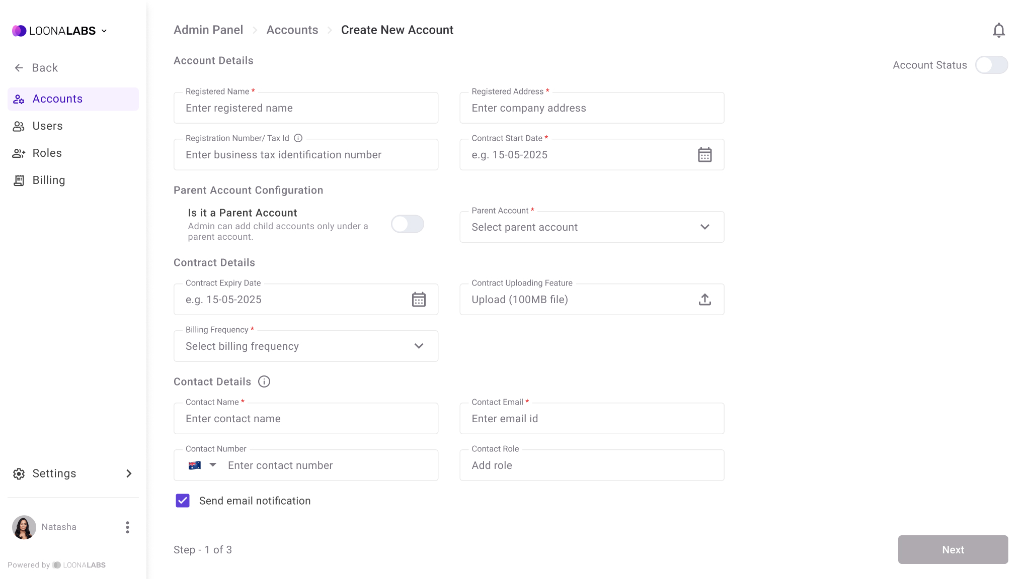 Accounts and User Based Roles